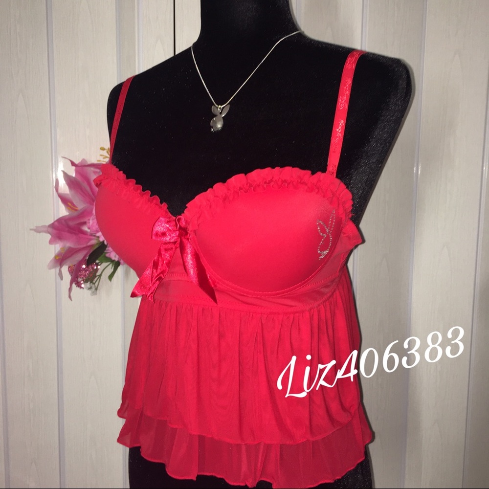 Y2K Playboy Lingerie top with rhinestones β¦ - Picture 1 of 9